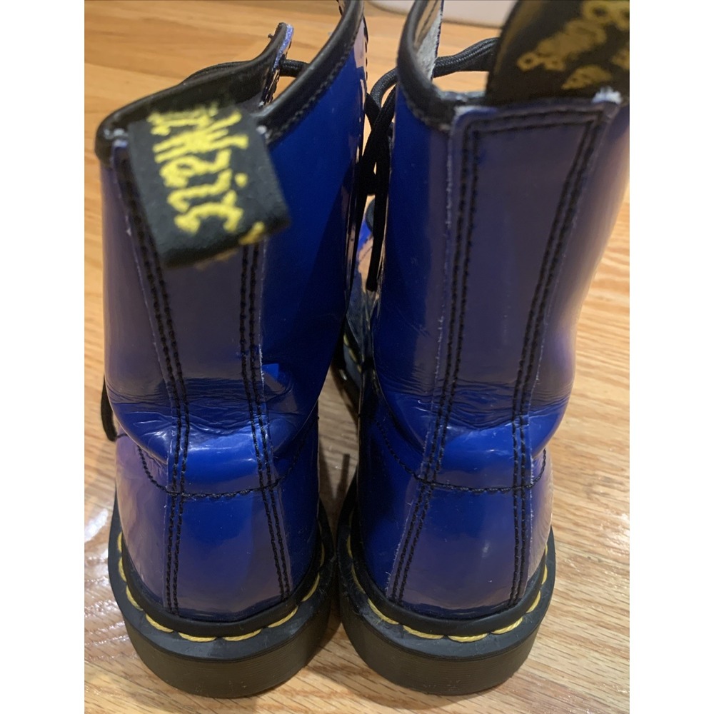 Dr. Martens Women's 1460W Patent Leather Lace Up Boots Blue Combat Style Size 6 - Picture 4 of 6